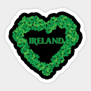 'Love Ireland Irish' Cool St. Patrick Heart Clover Sticker